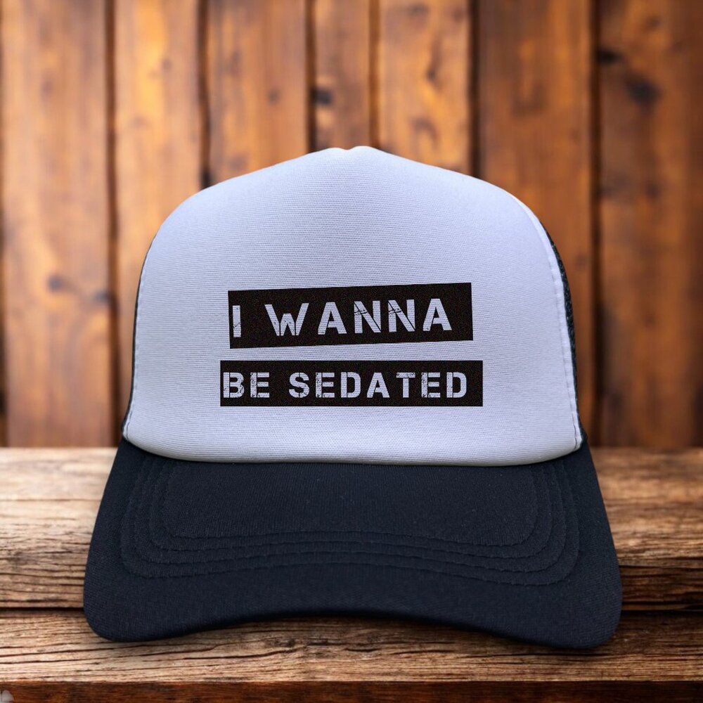 The Ramones I Wanna Be Sedated Mens Trucker Hat Black Snapback Punk Rock Cap